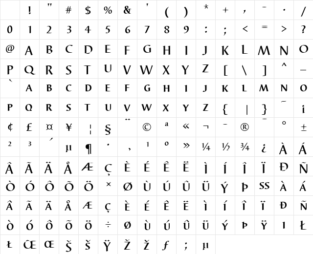Barbedor DC D Medium Character Map