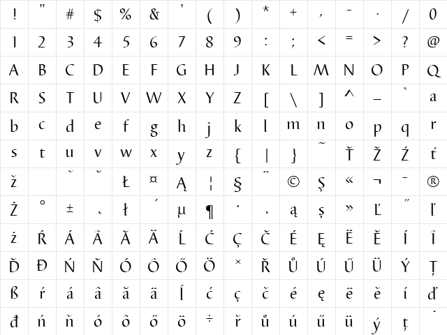 BarbedorTEE Regular Character Map