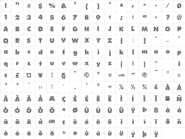 BarberPole Regular Character Map