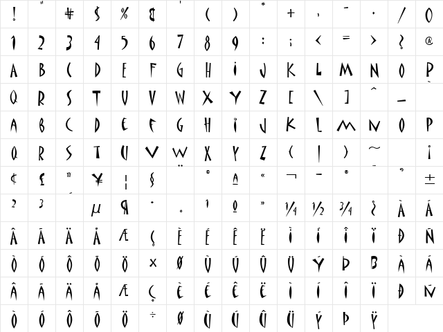 Matisse ITC TT Regular Character Map Matisse ITC TT Regular Character Map