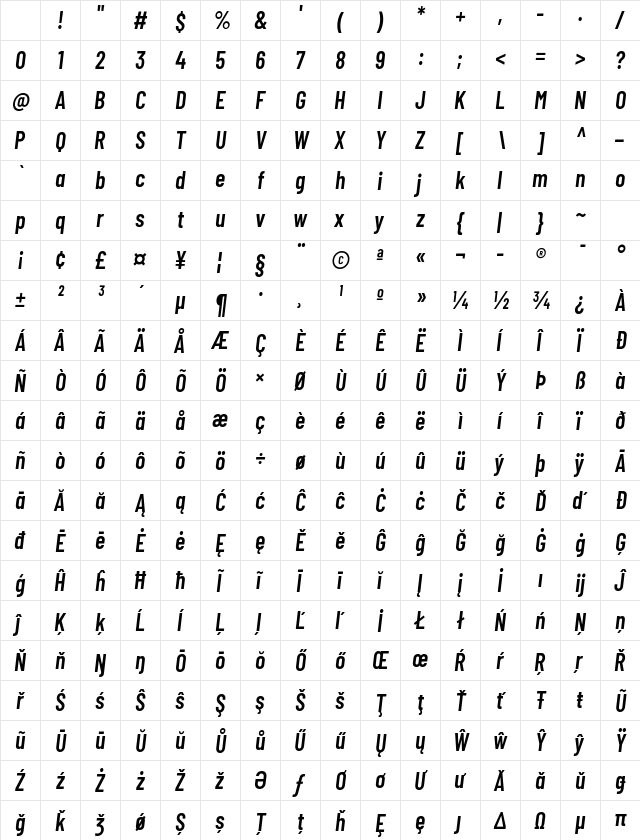 Barlow Condensed SemiBold Italic Character Map Barlow Condensed SemiBold Italic Character Map
