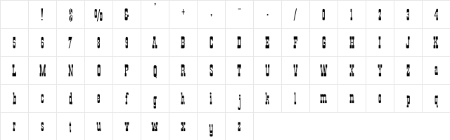 Barnumb Regular Character Map Barnumb Regular Character Map
