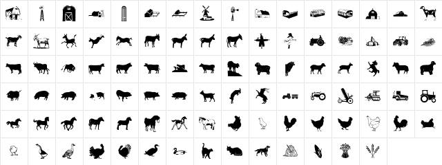 Barnyard Regular Character Map Barnyard Regular Character Map