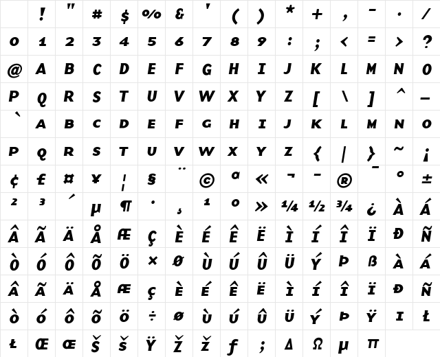 BaseNine Medium Character Map BaseNine Medium Character Map