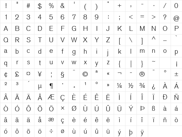 Basic Commercial LT Com Light Character Map