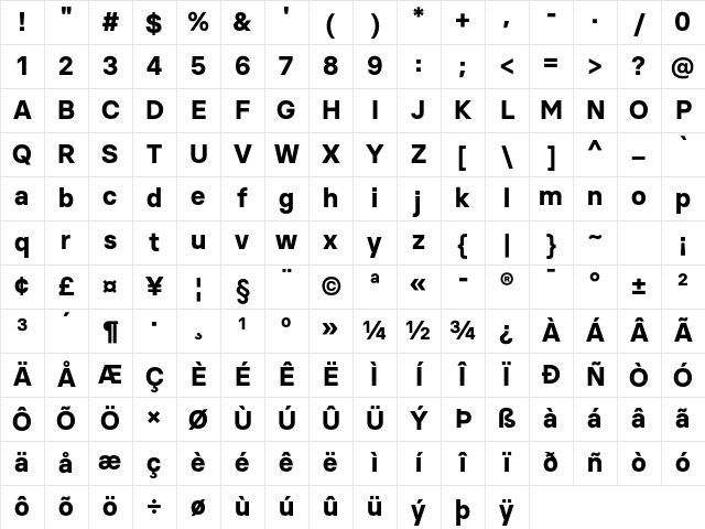 Basier Square Bold Character Map Basier Square Bold Character Map