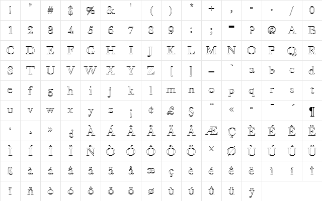 Baskerville Old Face D Ou1 Regular Character Map