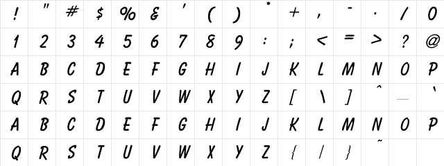 Bassoon Regular Character Map