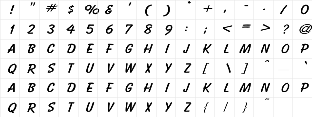 BassoonExt Regular Character Map