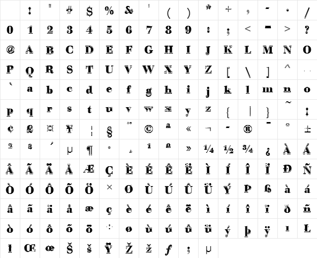 Bauer Bodoni T In1 Bold Character Map Bauer Bodoni T In1 Bold Character Map