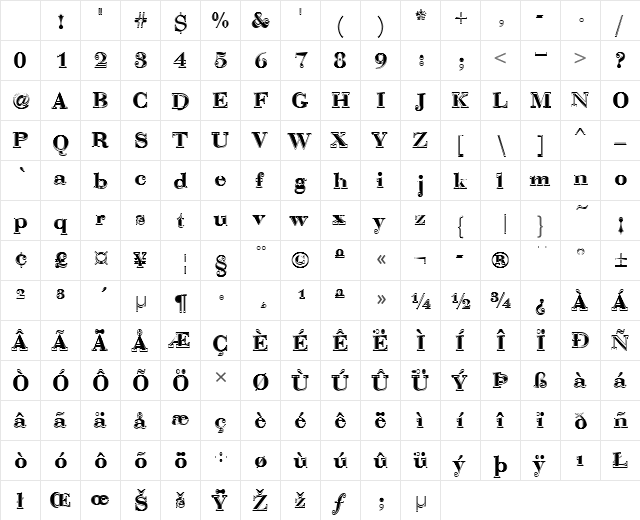 Bauer Bodoni T In1 Demi Bold Character Map Bauer Bodoni T In1 Demi Bold Character Map