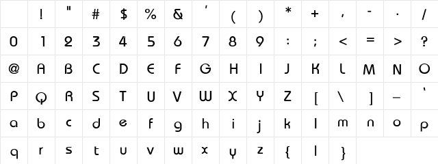 Bauhaus Thin Character Map