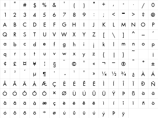 Beau Normal Character Map