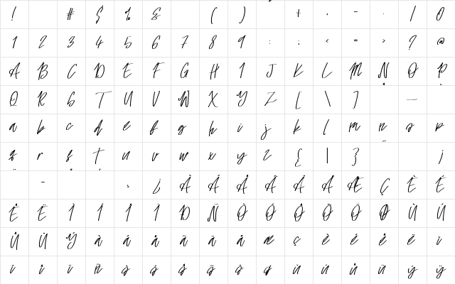 Beautiful Lights Regular Character Map