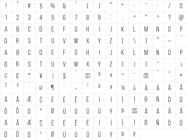 Bebas Neue Book Character Map