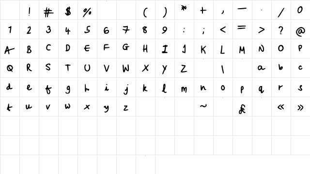 beccasfont Medium Character Map