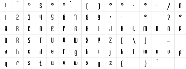 Bedrock Regular Character Map