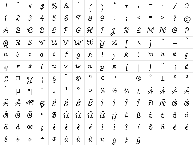 Bellavo Regular Character Map Bellavo Regular Character Map