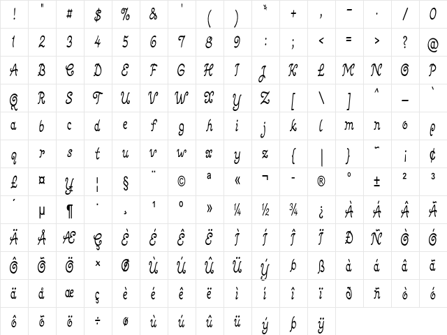 Bellavo Condensed Regular Character Map