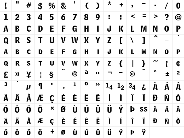 Bell Centennial Bold Listing Alt Character Map