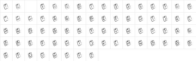 KR Lil Note Regular Character Map