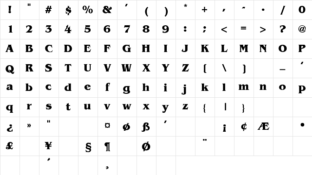 Benguiat-Bold Regular Character Map