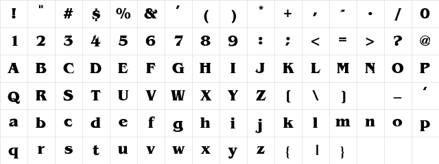 Benguiat-Bold Regular Character Map