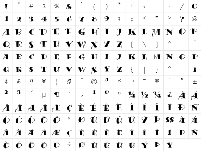 Bermuda LP Std Solid Character Map