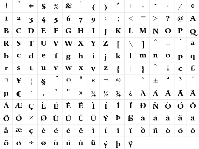 Berndal LT Std Regular Bold Character Map Berndal LT Std Regular Bold Character Map