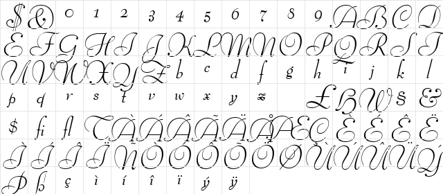 BernhardMod ItSwash BT Italic Swash Character Map