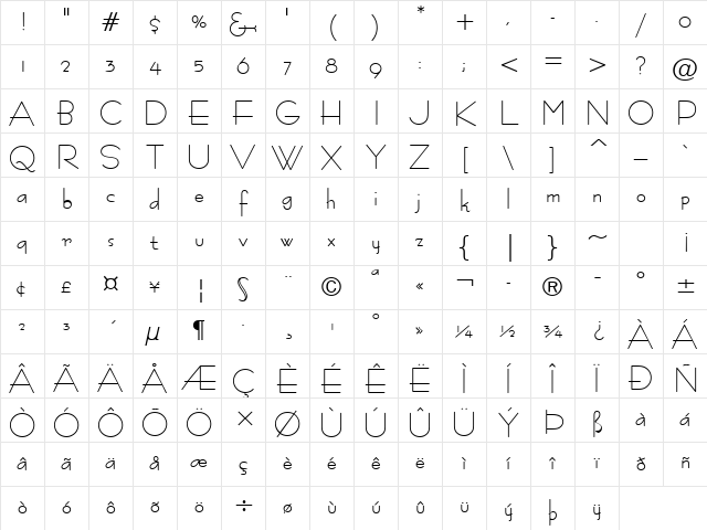 Bernie Bold Character Map