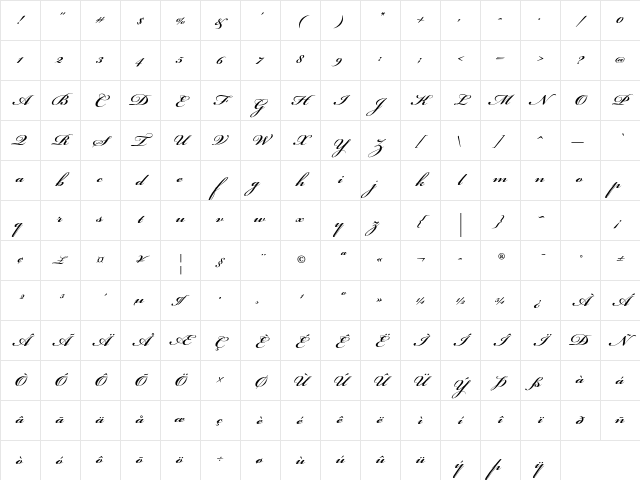Bickham Script Std Bold Character Map Bickham Script Std Bold Character Map