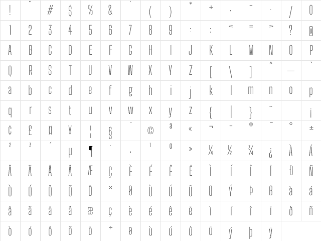 Big Shoulders Inline Display Light Regular Character Map