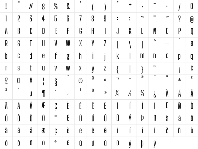 Big Shoulders Stencil Display Medium Regular Character Map