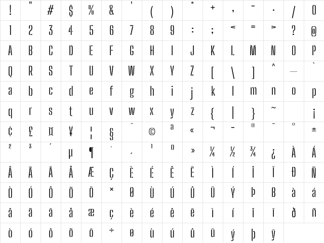 Big Shoulders Stencil Display Regular Character Map
