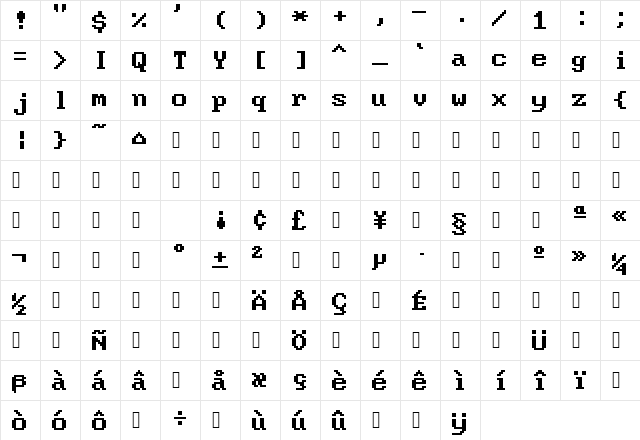 BigBlue_Terminal_437TT Nerd Font Book Character Map