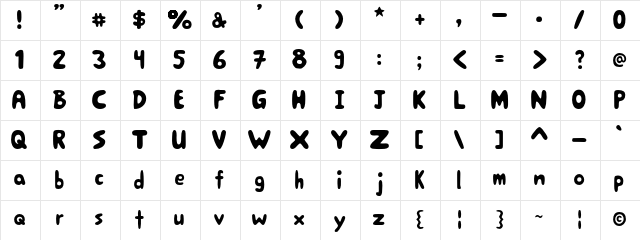 BigBoss Regular Character Map