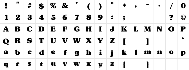 BigEarsBold Regular Character Map