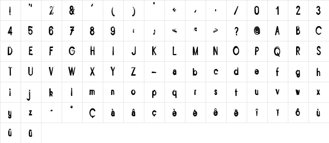 Bitume Narrow Character Map