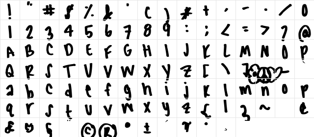 black jack Regular Character Map