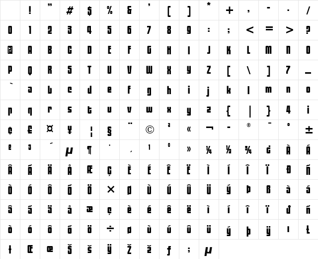 Black Tulip ITC Black Character Map