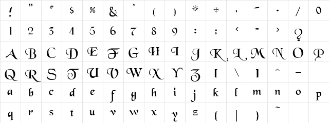 BlackChancery Regular Character Map