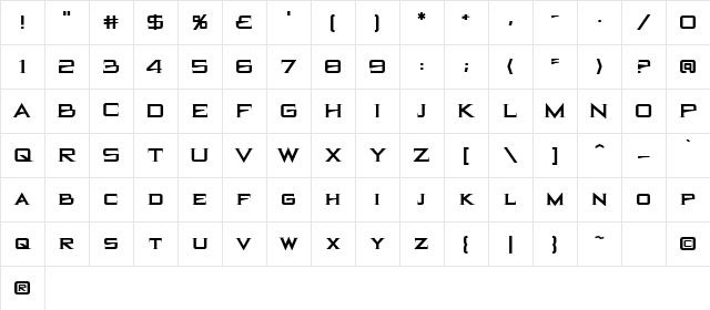 BlackHole BB Regular Character Map BlackHole BB Regular Character Map