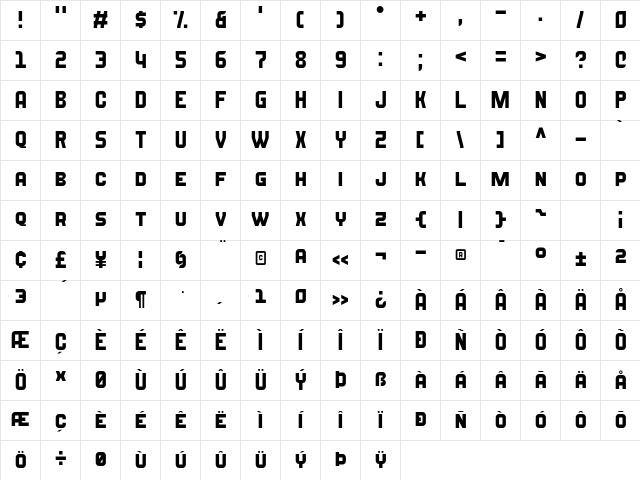 Blazma Regular Character Map Blazma Regular Character Map
