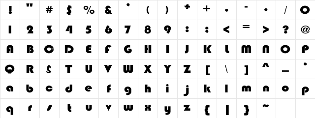 BlippoExt-Heavy Bold Character Map