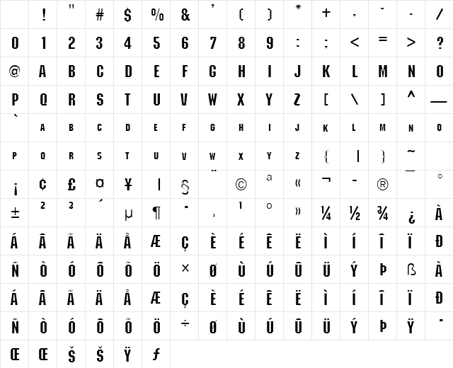 Block Normal Character Map Block Normal Character Map