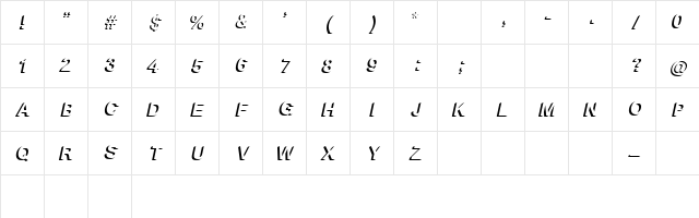 Block Shadow Bold Italic Character Map