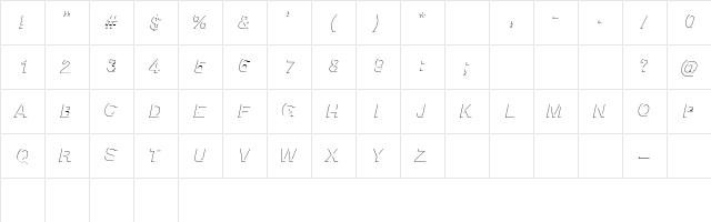 Block Shadow Italic Character Map
