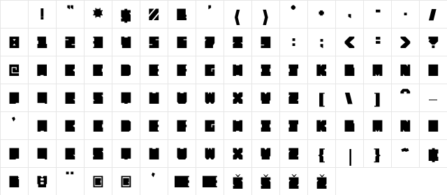 Blockhead Regular Character Map