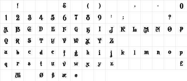 Mausoleum 1 Regular Character Map